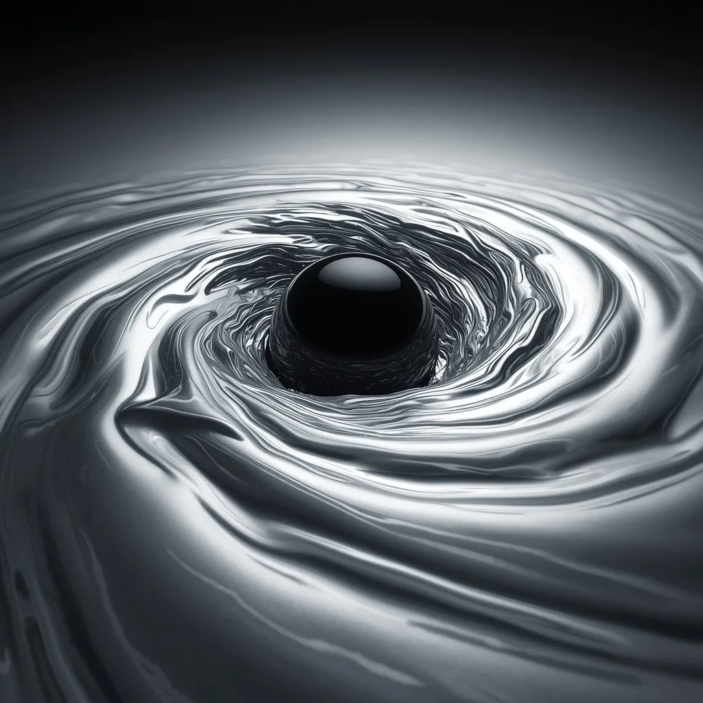 A Floating Singularity Consuming an Ocean of Molten Liquid Silver – Dynamic Sports Stadium Atmosphere prompts – AI generated example