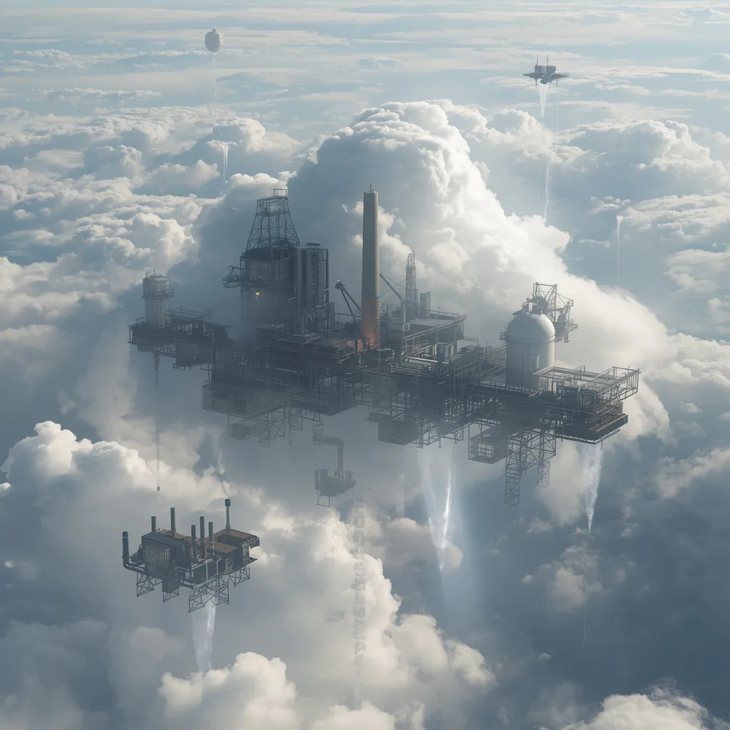 Floating Industrial Cloud Civilization With Distributed Sky Manufacturing Ecosystem System – Dynamic Sports Stadium Atmosphere prompts – AI generated example