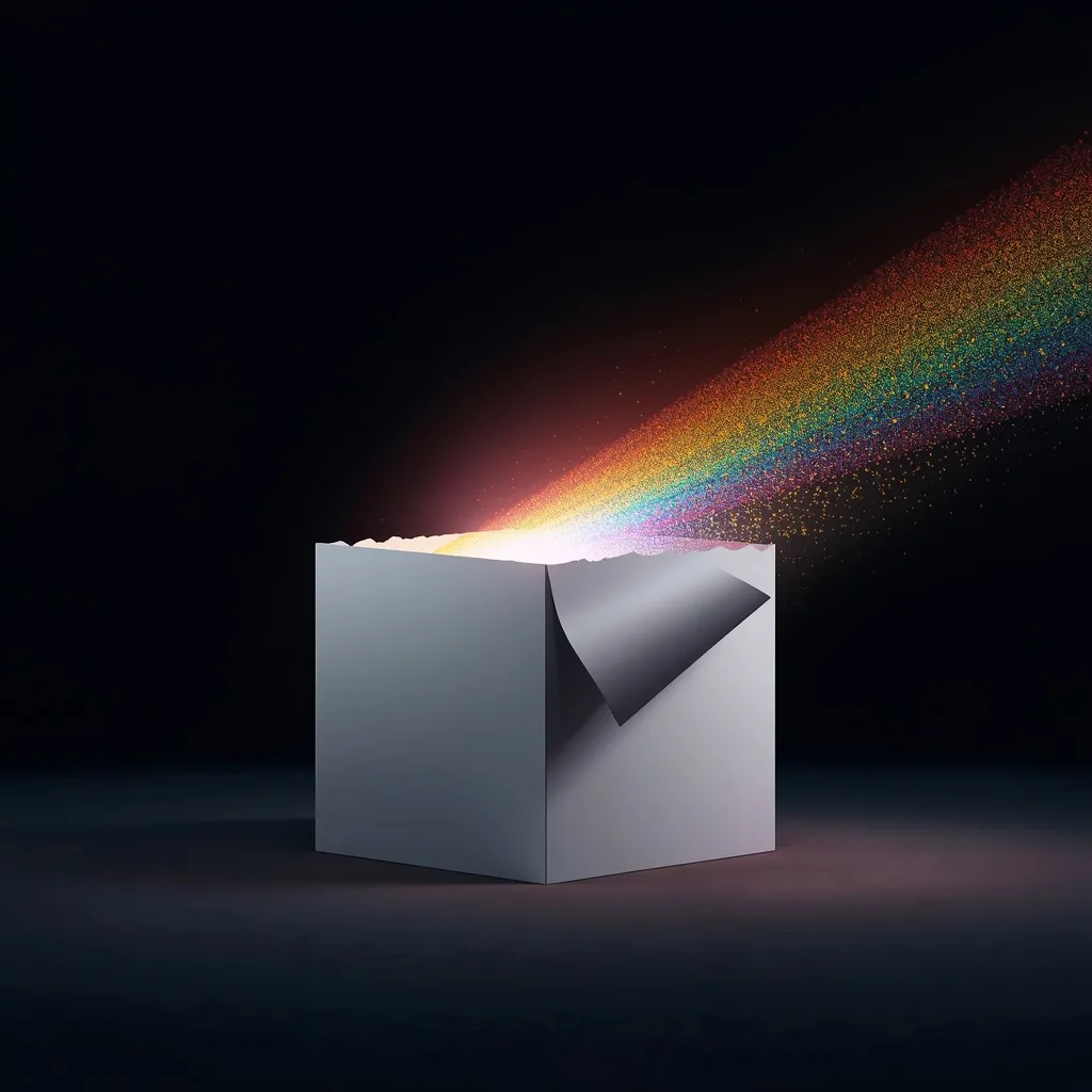 The Entropy of Color: A Cube Dissolving into a Rainbow Data-Stream – Dynamic Sports Stadium Atmosphere prompts – AI generated example